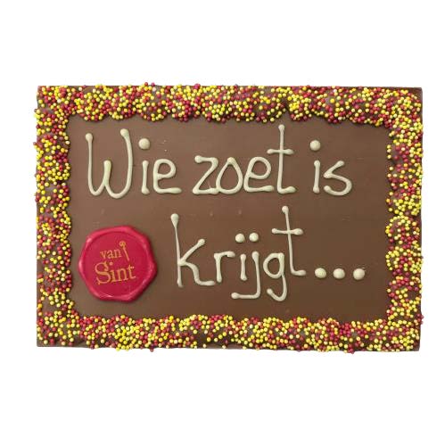 Tablet Sint met tekst - "Wie zoet is krijgt..."