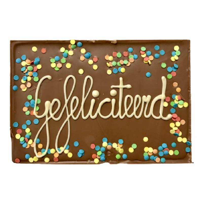 Tablet met tekst - "Gefeliciteerd"